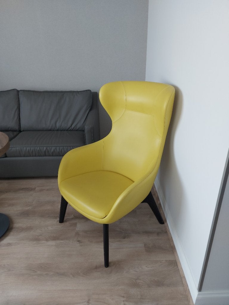 Fauteuil design 1 pers, Huis en Inrichting, Fauteuils, Ophalen, Zo goed als nieuw, Leer, 50 tot 75 cm