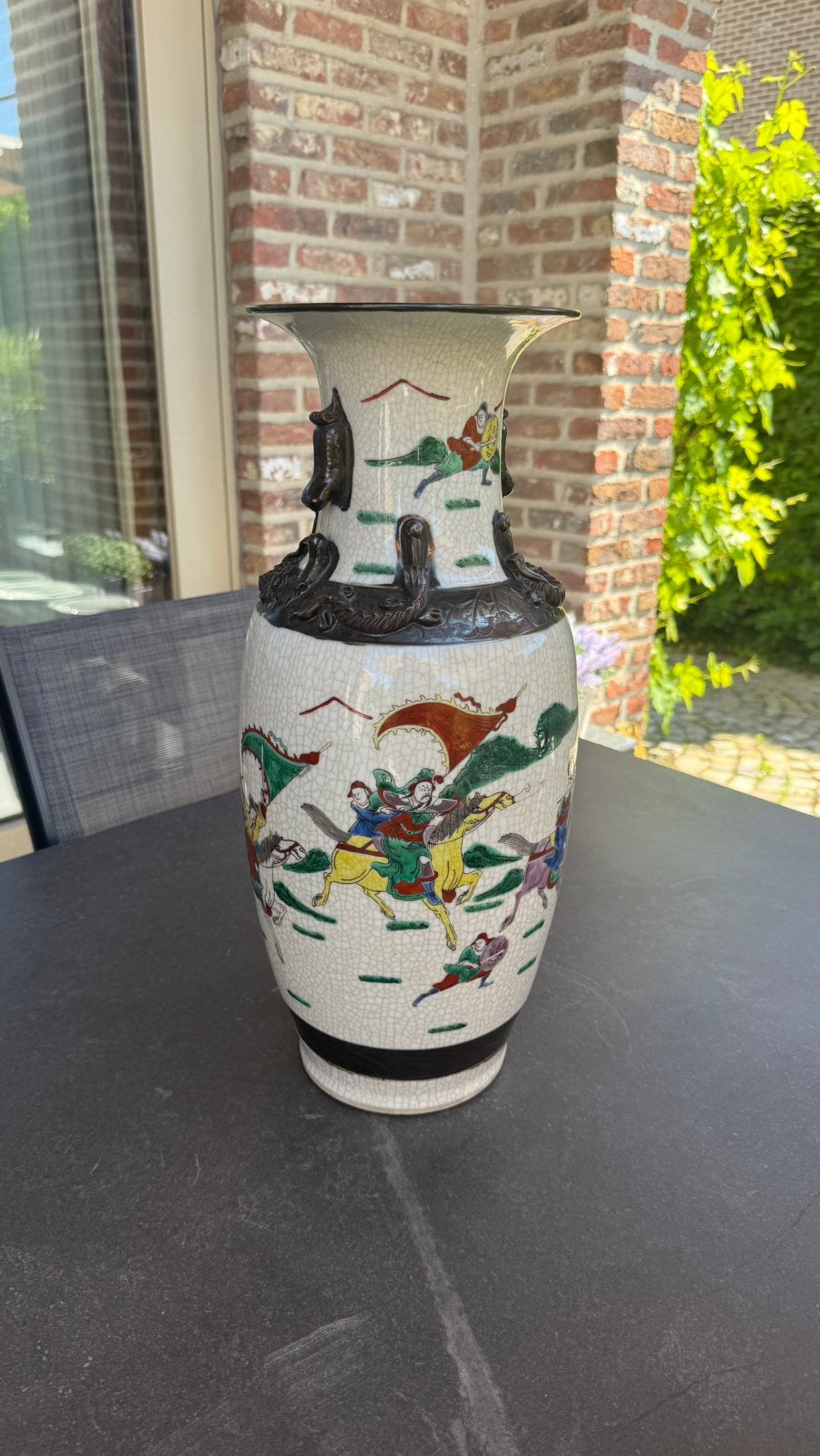 Grote vintage Chinese vaas – craquelé porselein, Ophalen of Verzenden