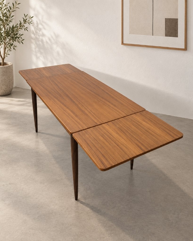 Table vintage scandinave en teck extensible, Maison & Meubles, Enlèvement, Teck