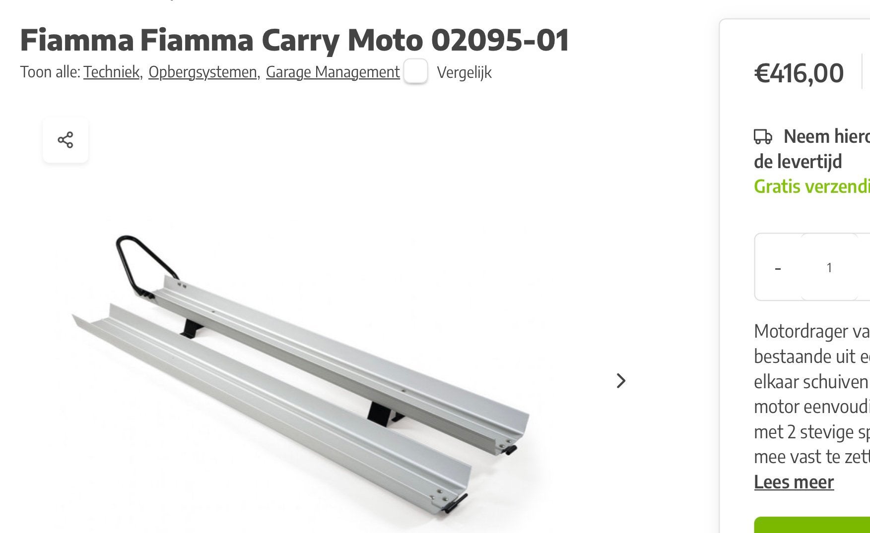 Motordrager van gegalvaniseerd aluminium, Ophalen, Zo goed als nieuw