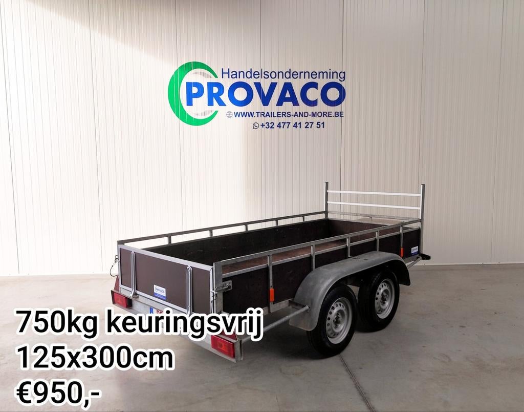 BW-TRAILERS 750kg keuringsvrij 125x300cm, Enlèvement
