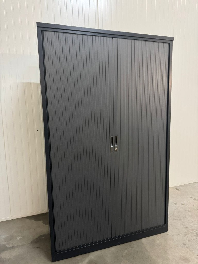 Armoire à portes roulantes TDS 196x12x45cm  6 étagères, 25 à 50 cm, Synthétique, Avec serrure, 100 à 150 cm