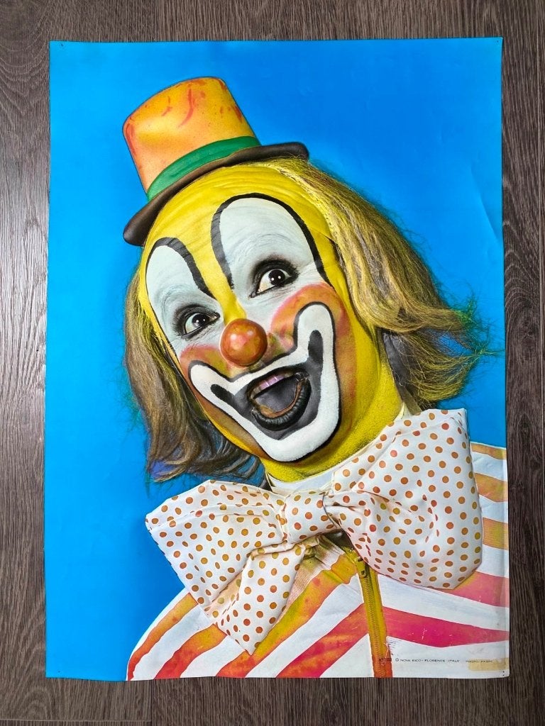 Unieke Vintage poster 3D clown 67,3 x 48,4 cm, Enlèvement, Utilisé, Autres sujets/thèmes