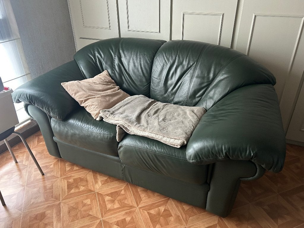 Lederen zetel, Huis en Inrichting, Ophalen, Gebruikt, Rustiek, 150 tot 200 cm