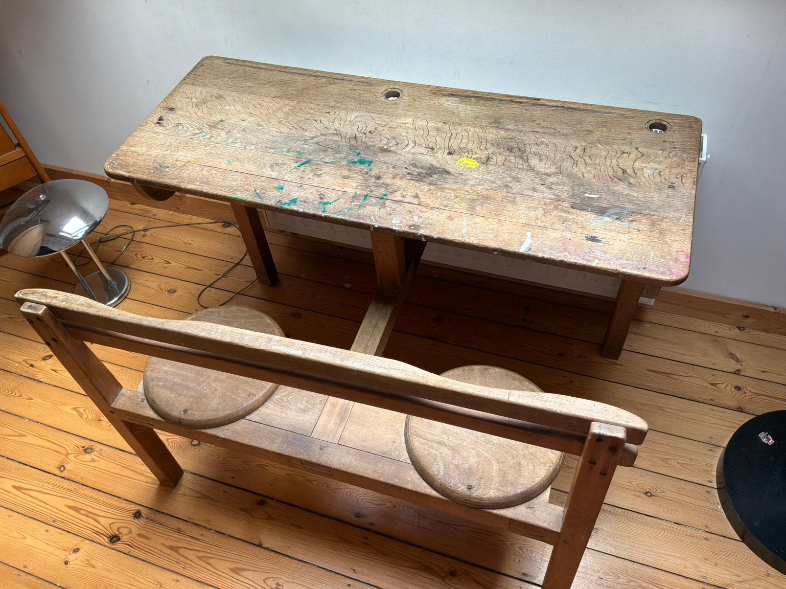 Bureau d’ecolier ancien, Bureau d'écolier, Vintage, Enlèvement, Bois