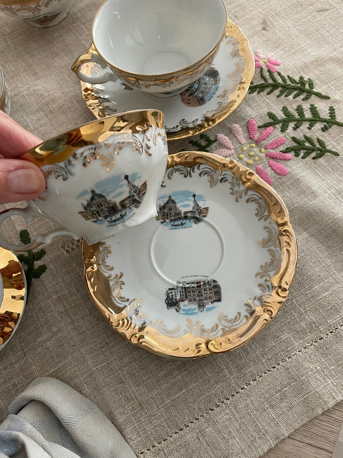 Splendide service a thé porcelaine de Bavière dore a l or, Antiquités & Art, Enlèvement