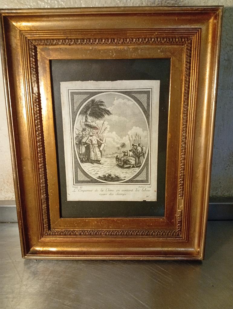 Zeldzame 18e eeuwse Chinoiserie-gravure  De keizer van China, Antiek en Kunst, Kunst | Etsen en Gravures, Ophalen, Mode, Gravure