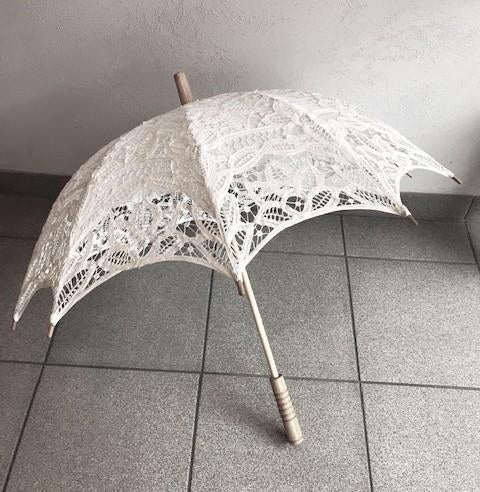 Parasol parapluie victorien mariage dentelle satin😍💑💑🤗👌, Enlèvement ou Envoi, Transparant, Comme neuf, Blanc