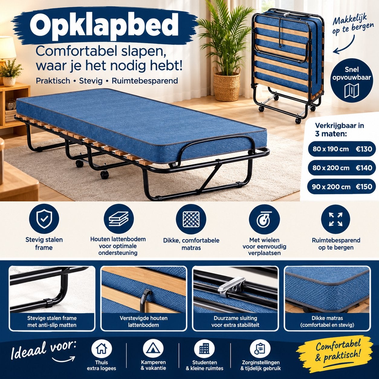️ LIT PLIANT CONFORTABLE AVEC MATELAS ️, Enlèvement ou Envoi, Neuf