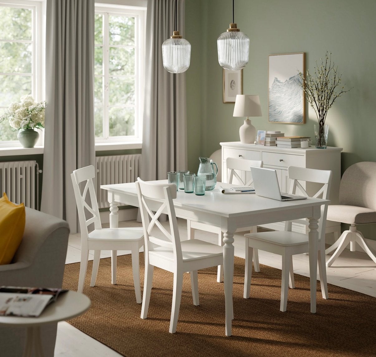 IKEA ROSENTORP tafel + 4 stoelen, Ophalen, Zo goed als nieuw