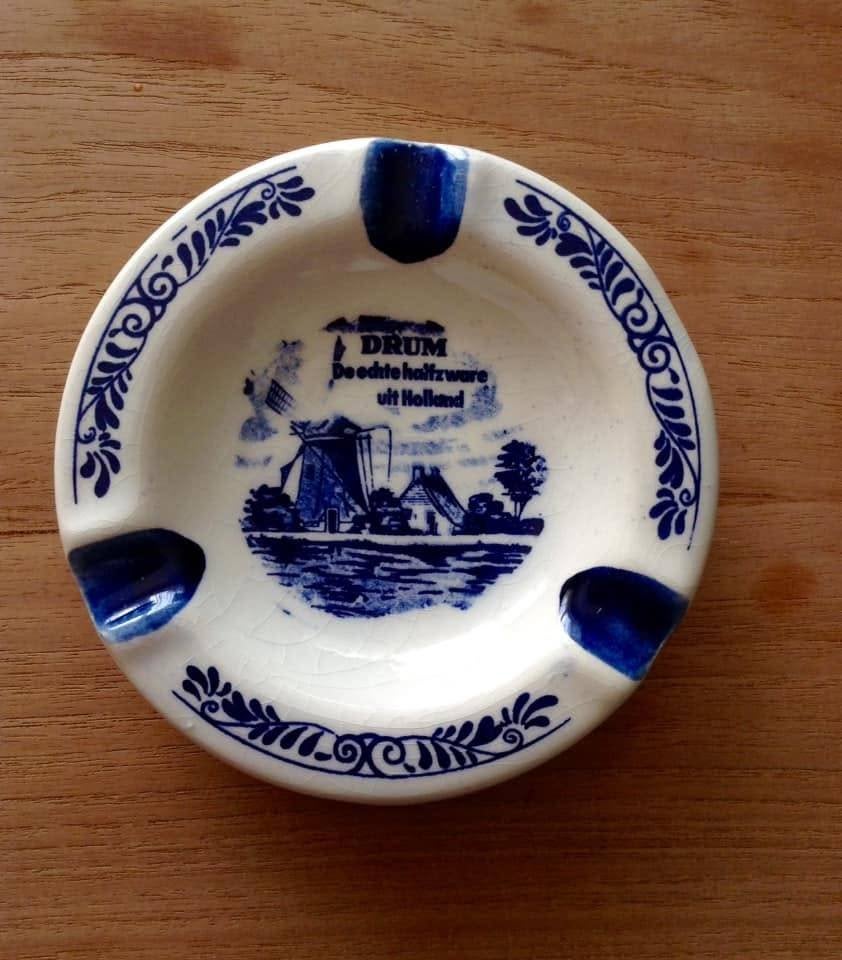 Vintage Delft Blauw asbak - DRUM Tabak - Handpainted Holland, Ophalen of Verzenden