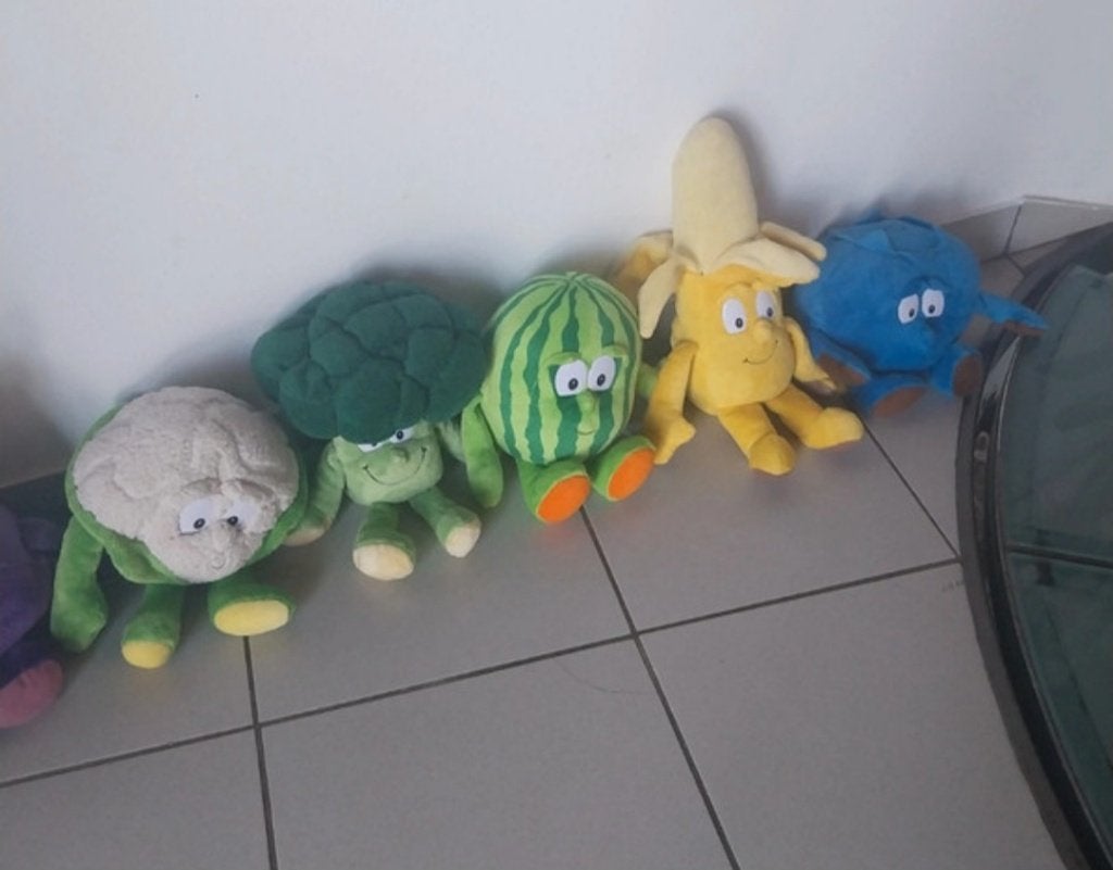Lot de 11 peluches vitaminis legumes et fruits, Kinderen en Baby's, Speelgoed | Knuffels en Pluche, Ophalen, Gebruikt, Overige merken