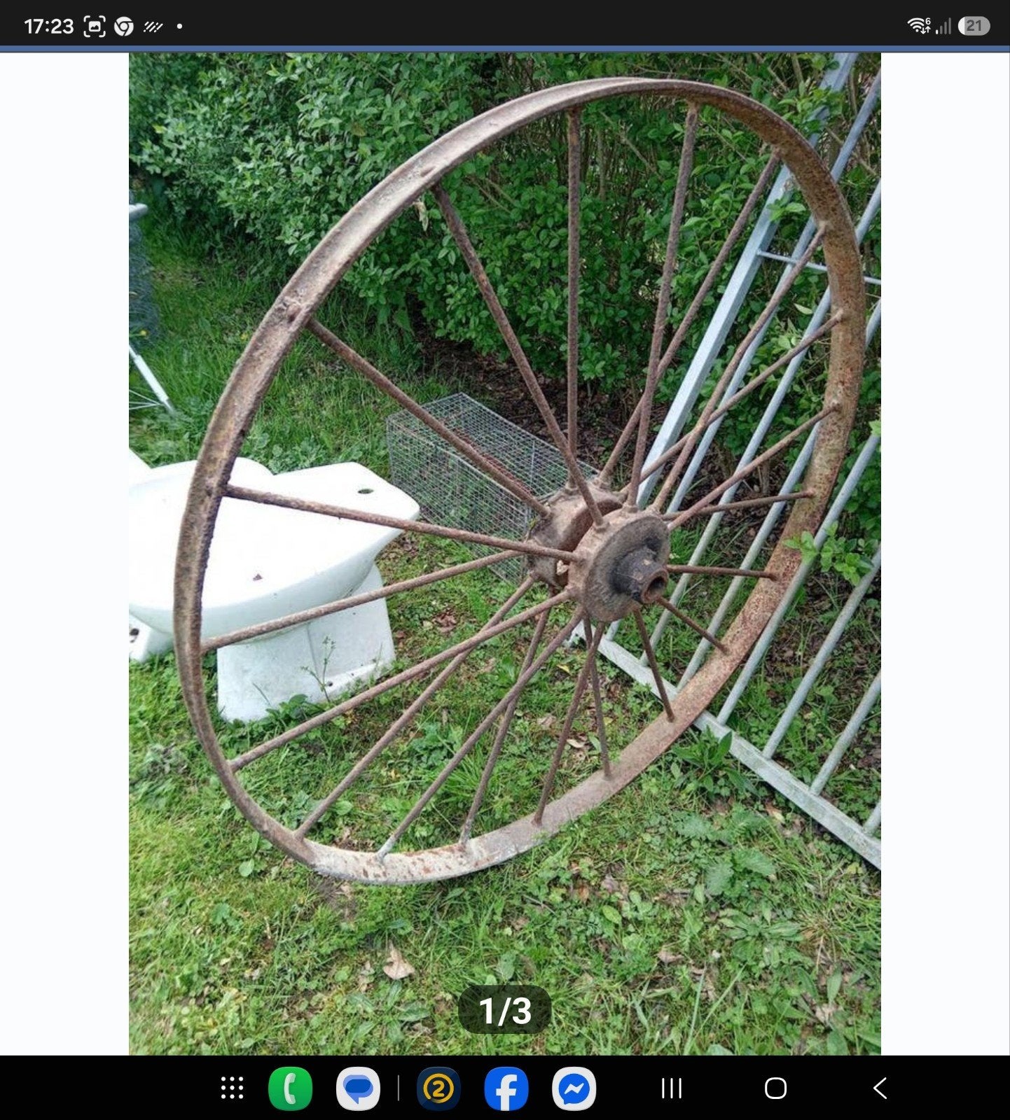 Ijzeren wielen diameter 1.11m, Antiek en Kunst, Ophalen