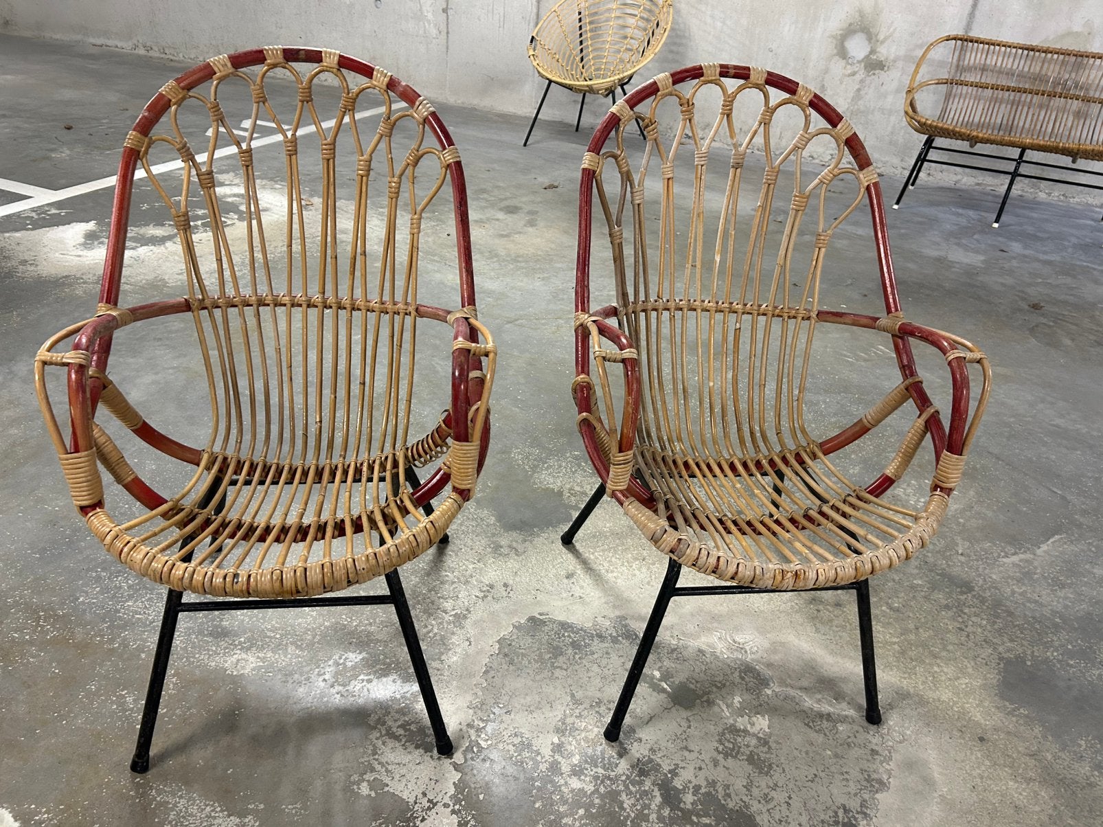 Vintage rotan stoelen, Tuin en Terras, Ophalen, Gebruikt, Rotan