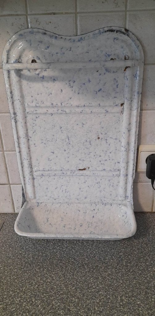 Wit geëmailleerd stalen rek met lekbak, Antiek en Kunst, Ophalen of Verzenden