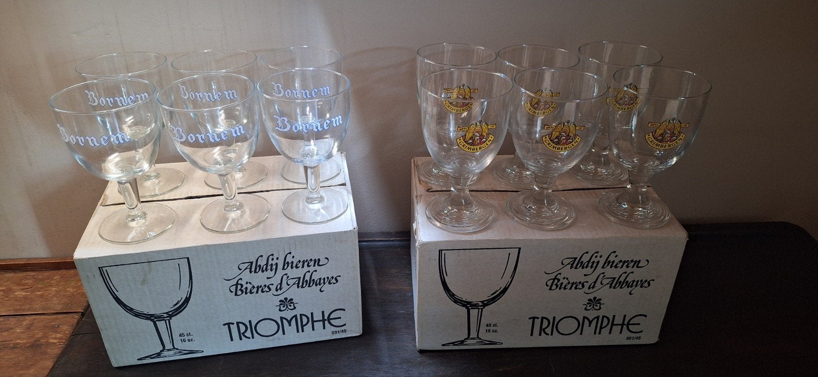 Bierglazen Grimbergen & Bornem, Verzamelen, Glas en Drinkglazen, Ophalen