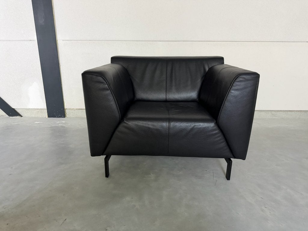 Fauteuil Rolf Benz Linea - cuir noir, Maison & Meubles, Leolux Montis Jori Pode Minotti, Enlèvement, Cuir, 75 à 100 cm