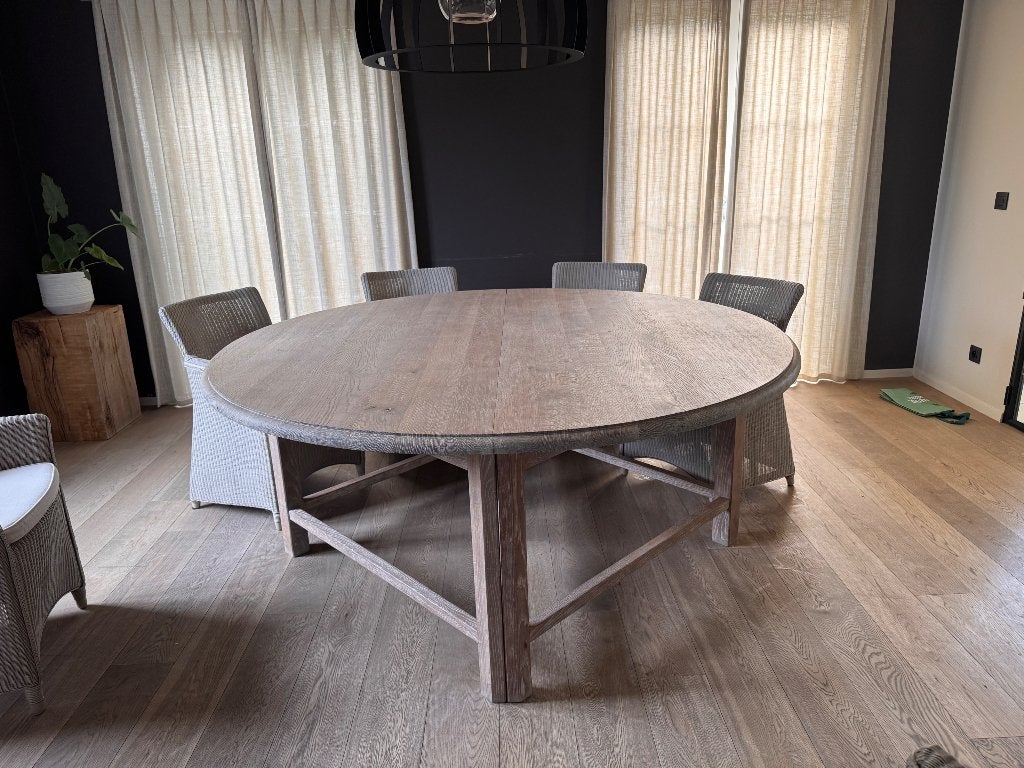 Tafel massief Eik, Ophalen, Gebruikt, 150 tot 200 cm, Vijf personen of meer