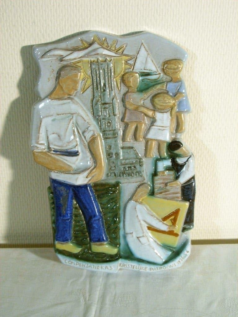 Wandplaquette Compensatiekas Kristelijke Patroons 1926-56, Ophalen of Verzenden