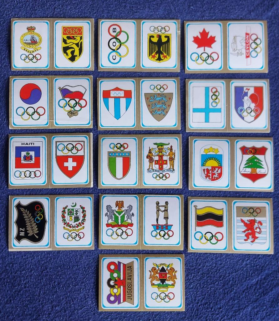 13 versch. Panini stickers ' OS Munchen 1972 - emblemen ', Ophalen of Verzenden, Nieuw, Meerdere stickers