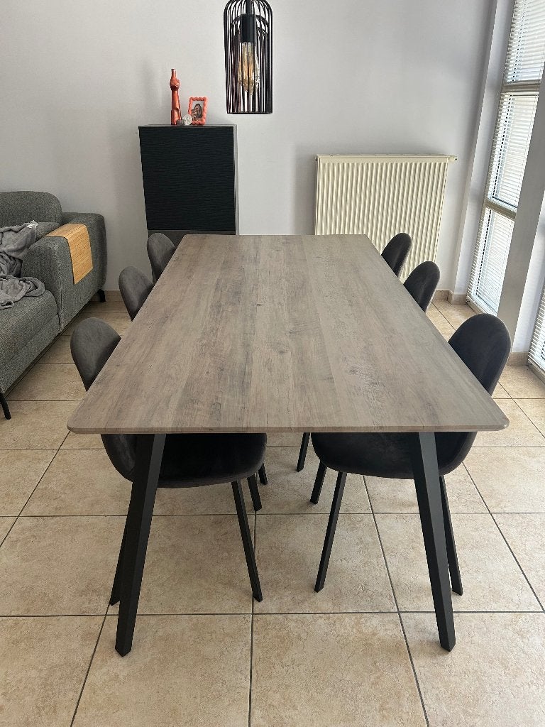 Tafel + 6Stoelen, Maison & Meubles, Chaises, Enlèvement, Utilisé, Gris, Cinq, Six Chaises ou plus