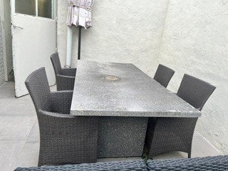 tuintafel en stoelen, Ophalen, Gebruikt, Rechthoekig, Overige materialen