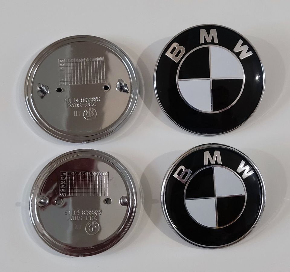 Lot de 2 logos BMW Noir et Blanc — Emblèmes capot et coffre, Autos : Divers, Tuning & Styling, Enlèvement ou Envoi