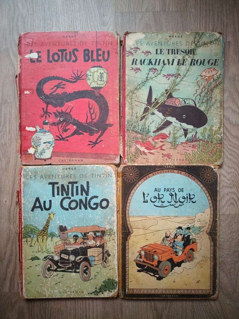 Lot 4 BD Tintin fin 1940 et début 1950, Livres, Enlèvement ou Envoi