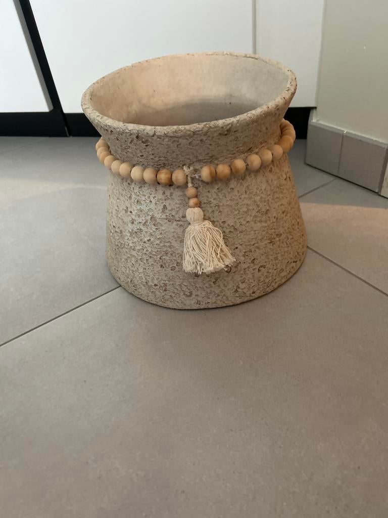 Boho beige sierpot – zwaar & stijlvol, Enlèvement, Comme neuf
