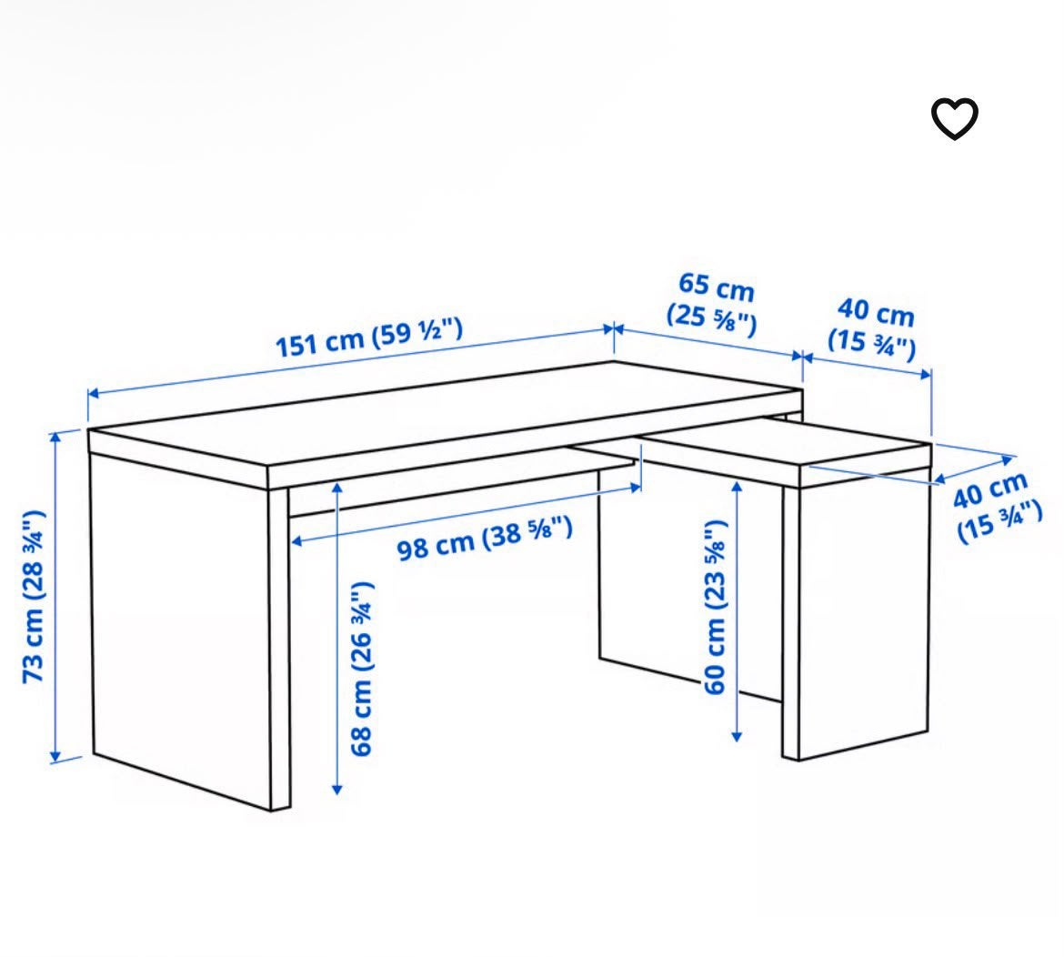 Bureau blanc ikea, Enlèvement, Comme neuf