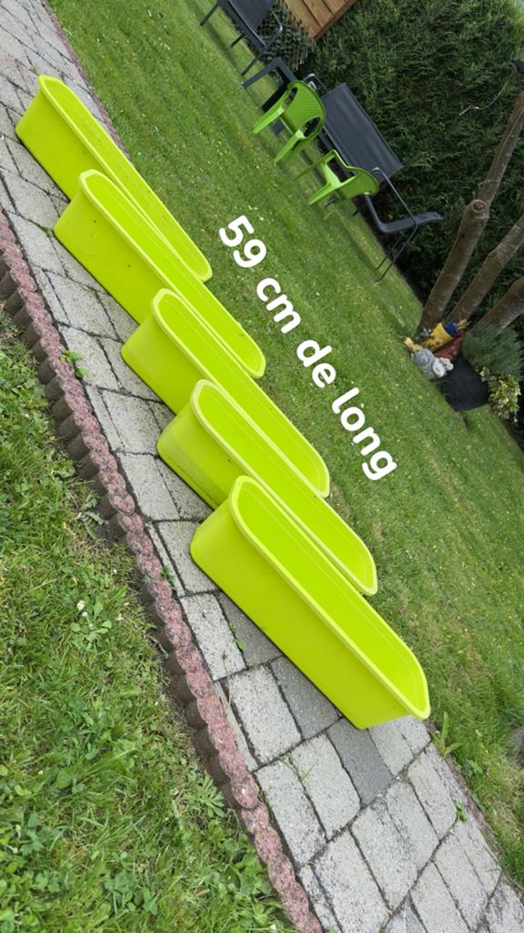 5 bacs a fleurs vert fluo (59 cm), Enlèvement, Comme neuf