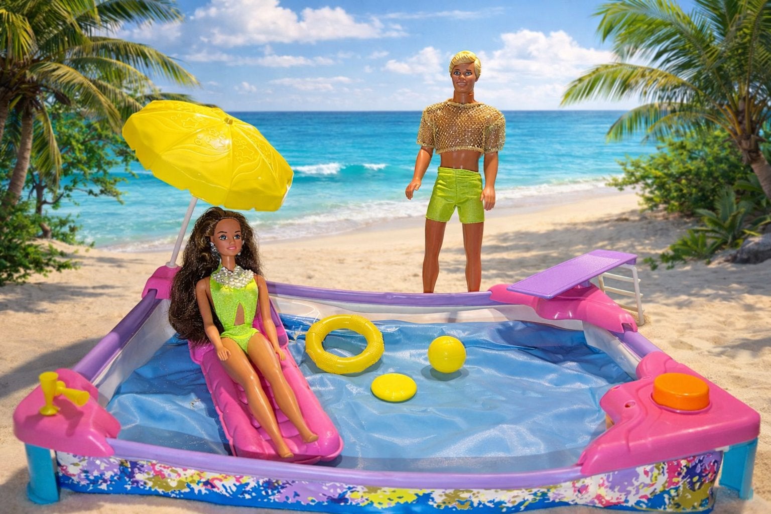 Piscine Barbie vintage avec accessoires — Années 90, Enfants & Bébés, Jouets | Poupées, Enlèvement ou Envoi, Utilisé, Barbie