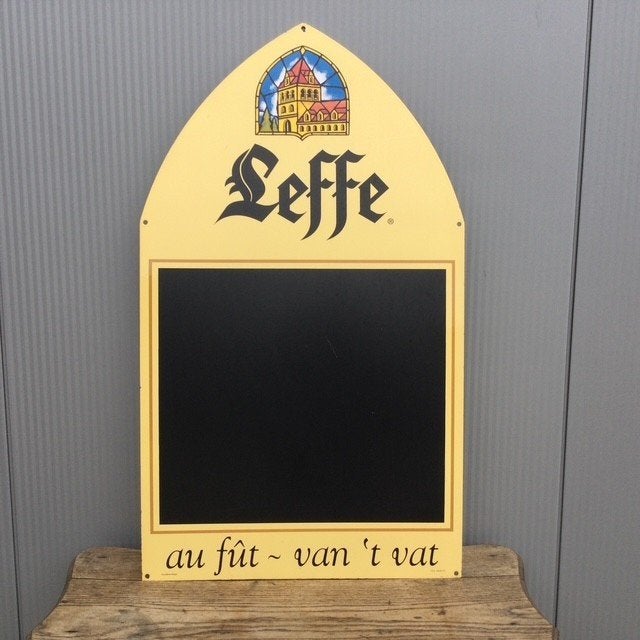 Emaille LEFFE krijtbord, Verzamelen, Biermerken, Ophalen, Gebruikt, Reclamebord, Plaat of Schild, Leffe