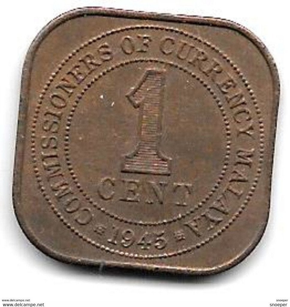 malaya 1 cent 1945 km 6 unc, Timbres & Monnaies, Monnaies | Asie, Envoi, Asie du Sud Est, Monnaie en vrac