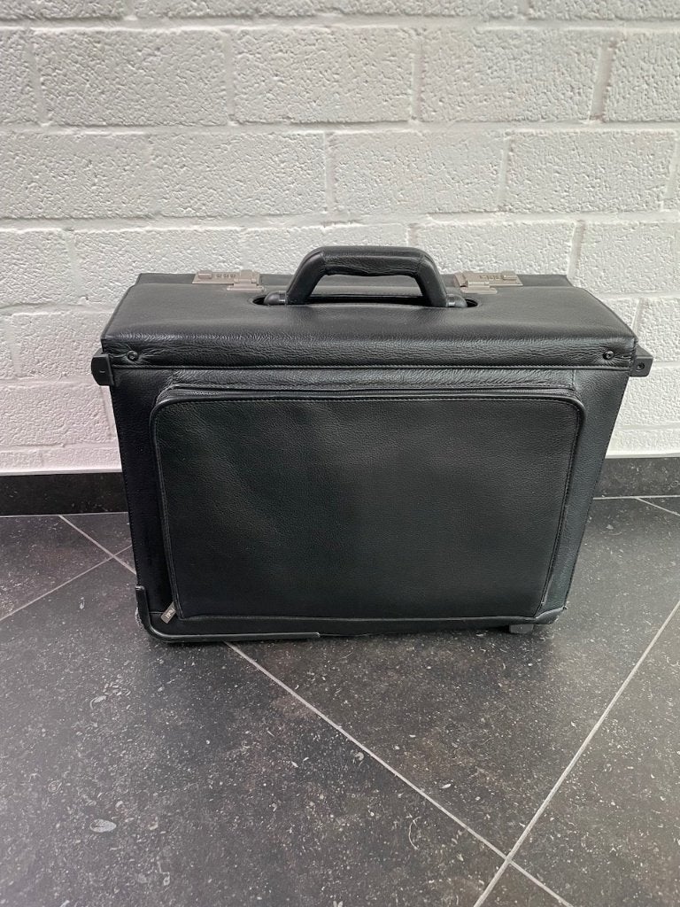 pilotenkoffer in leer, Handtassen en Accessoires, Zo goed als nieuw, Minder dan 35 cm, Wieltjes, Ophalen
