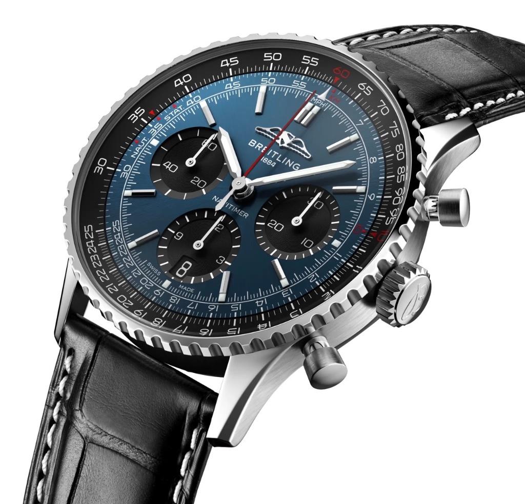 Breitling NAVITIMER BO1 CHRONOGRAPH 41 Bleu Neuve 2026, Bijoux, Sacs & Beauté, Breitling, Cuir, Acier, Enlèvement