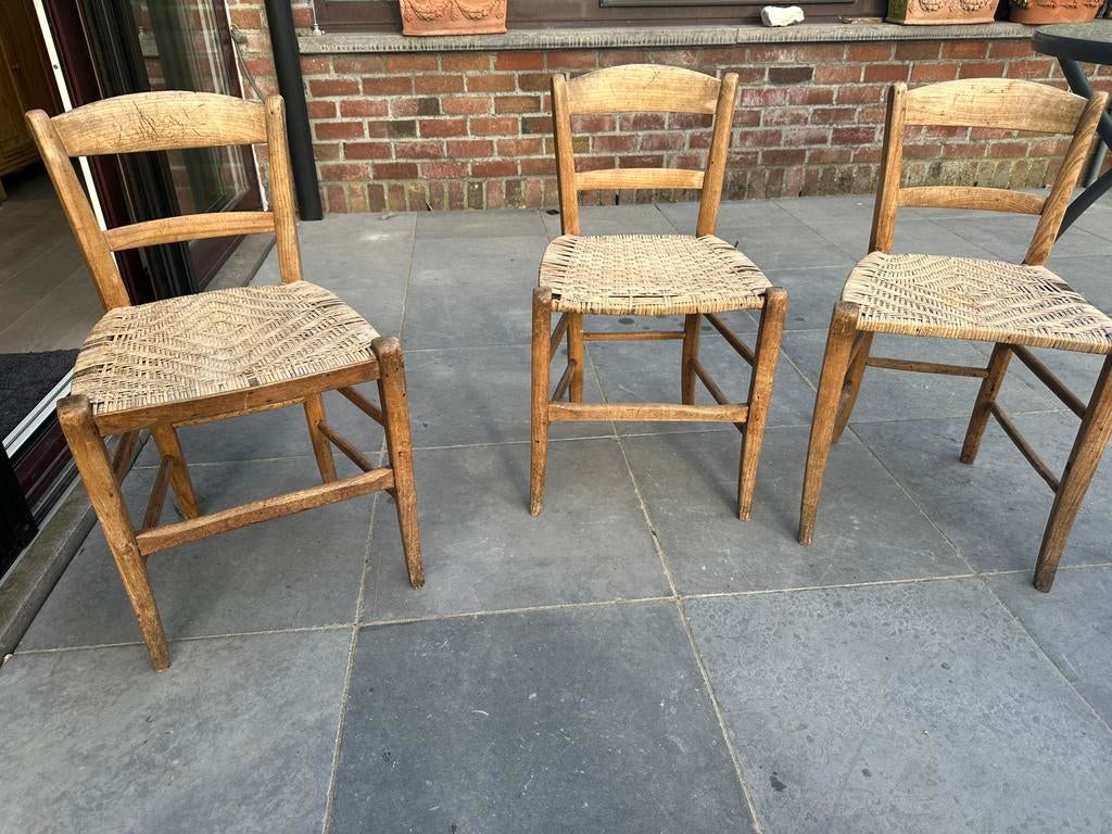 Antiek, Huis en Inrichting, Stoelen, Gebruikt, Drie, Hout, Bruin, Ophalen