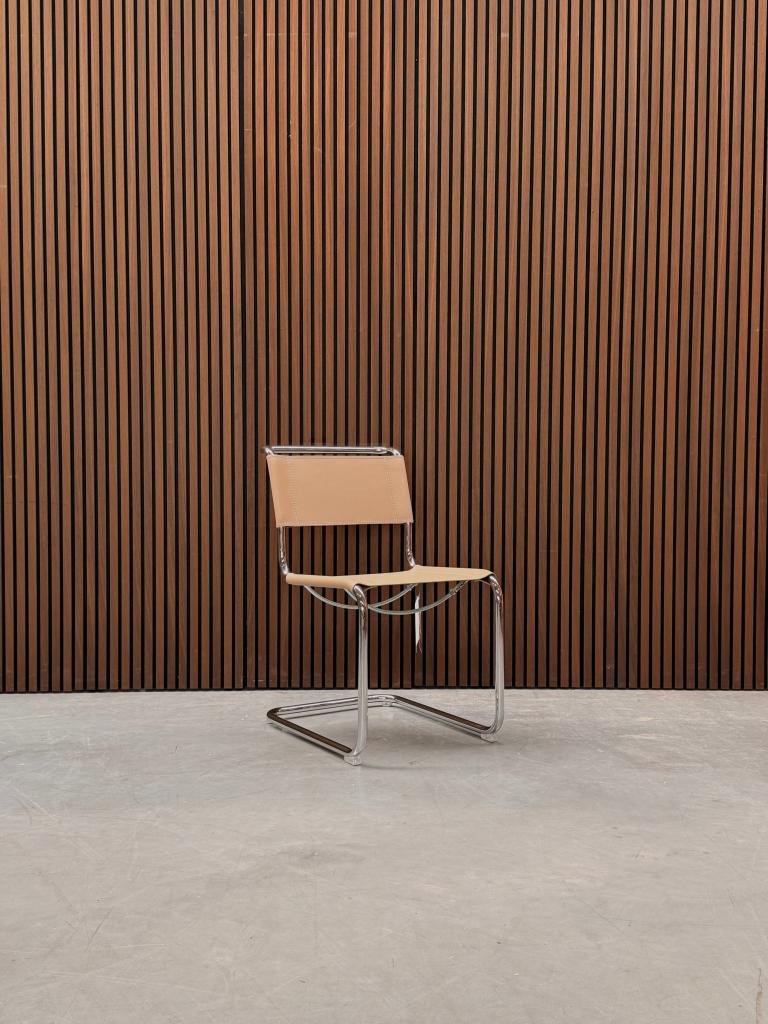 Thonet S33 stoel kernleder beige, Ophalen of Verzenden