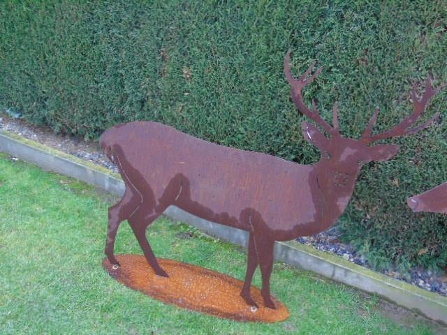 cerf en fer forgé rouillé sur plaque grand modèle, Jardin & Terrasse, Enlèvement, Neuf, Métal, Animal