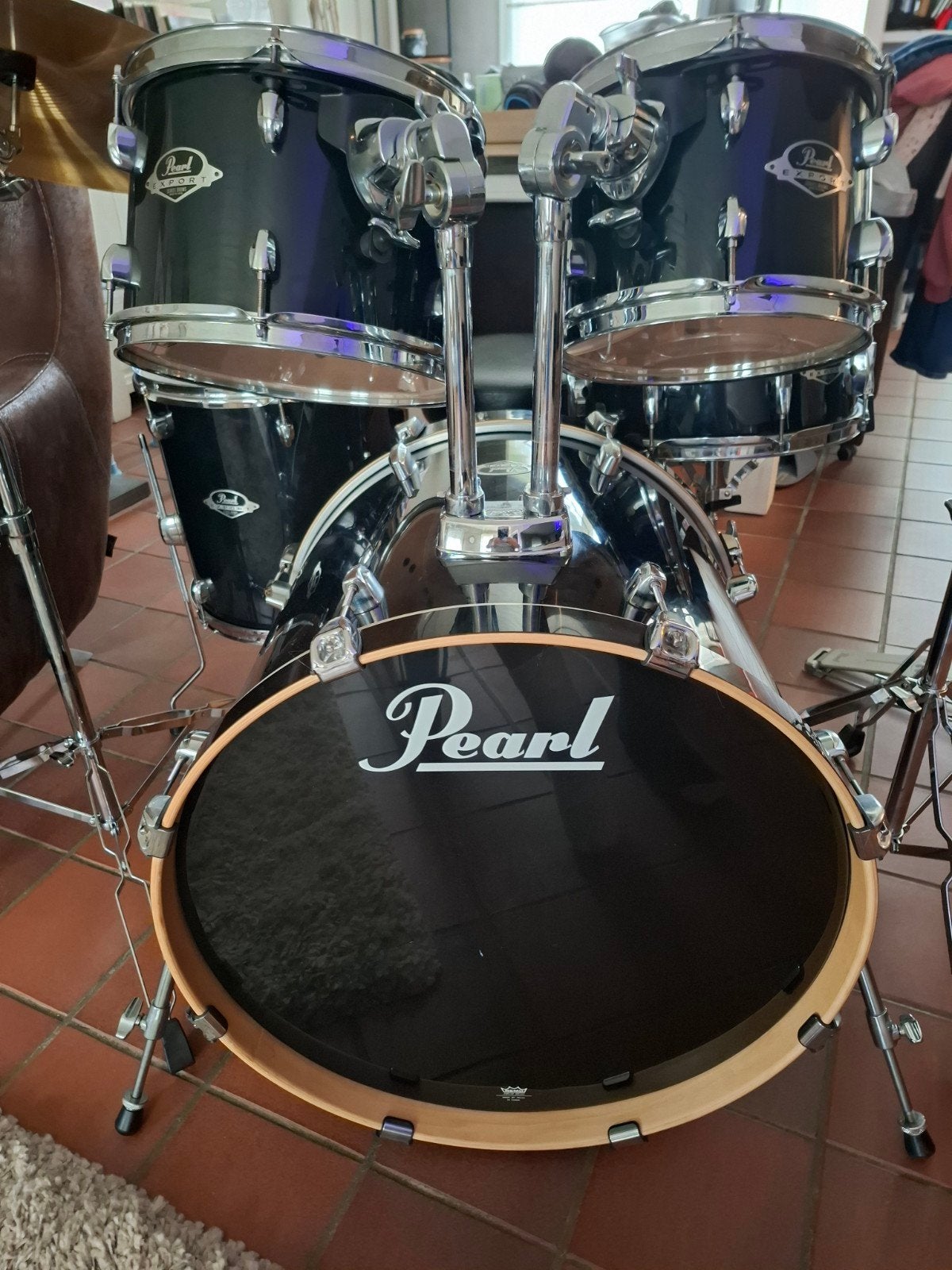 Kit de batterie complet Pearl Export + nouvelles têtes en ZG, Enlèvement, Comme neuf, Batterie ou Percussions