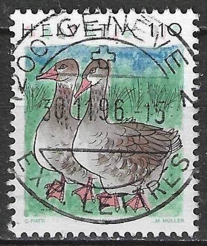 Zwitserland 1995 - Yvert 1491 - Dieren - Ganzen  (ST), Verzenden, Gestempeld