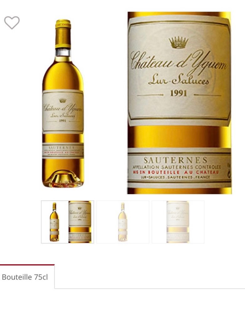 CHÂTEAU D’YQUEM 1991 – SAUTERNES – 75 CL, Enlèvement ou Envoi, Comme neuf