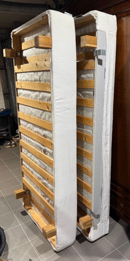 Dubbele boxspring 90 x 200 incl. Hoes;  gn dieren of rokers, Huis en Inrichting, Ophalen, Gebruikt, 90 cm, Eenpersoons