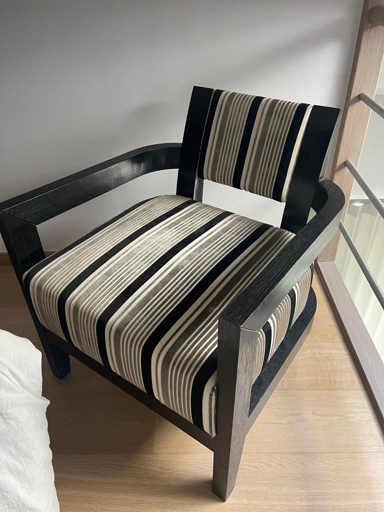 Fauteuil en chene massif et tissu Rubelli, Maison & Meubles, Chambre à coucher | Canapés-lits, Enlèvement, Utilisé, Une personne