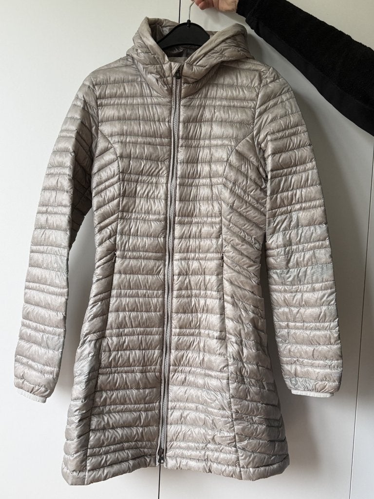 Patagonia DUVET lange jas met capuchon, Patagonia, Ophalen of Verzenden, Maat 34 (XS) of kleiner, Grijs