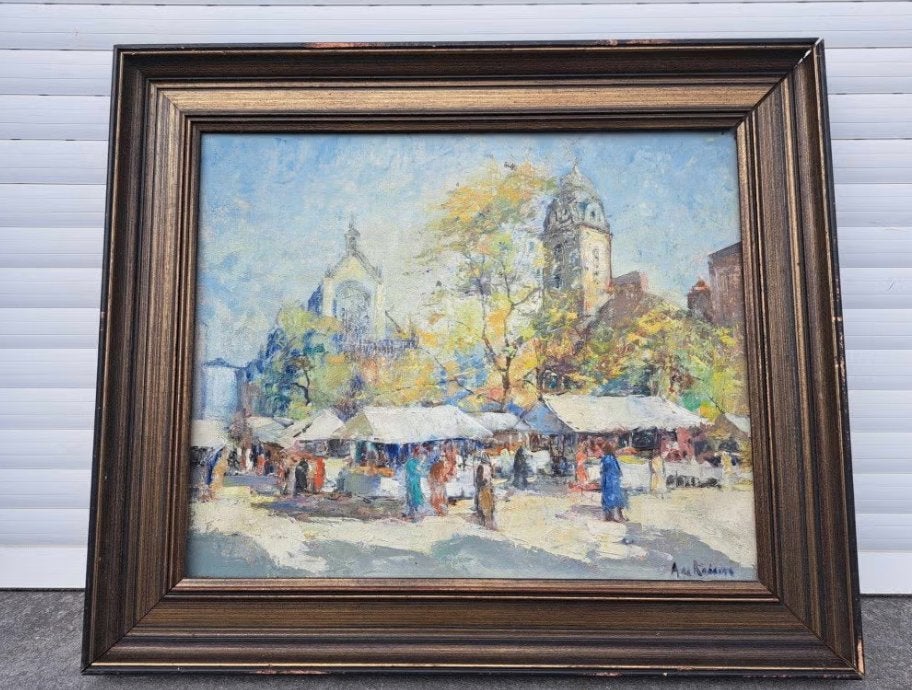 huile sur toile signe auguste de roisin, Enlèvement ou Envoi, Toile
