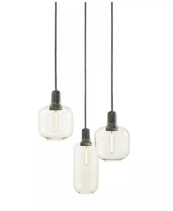 Normann Copenhagen Amp Hanglampen Set (3 stuks) – Goud/Groen, Ophalen, Zo goed als nieuw, Glas, E14 (klein)