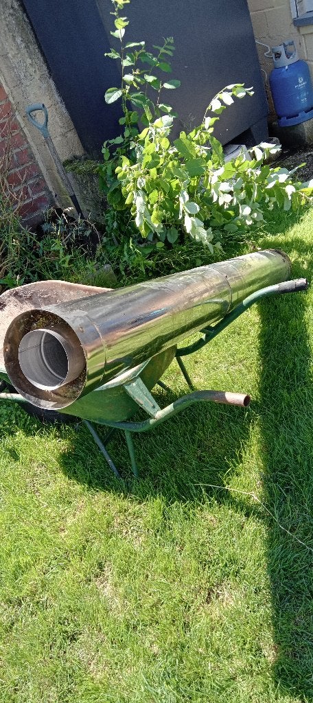 Dubbelwandige  inox kachelpijp, Ophalen, Gebruikt, Minder dan 2 meter, 80 mm of meer