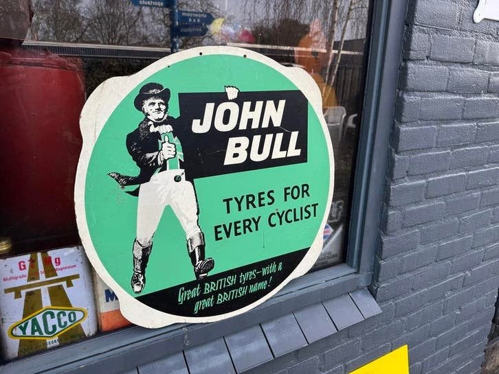 Vintage John Bull Fietsbanden Reclamebord