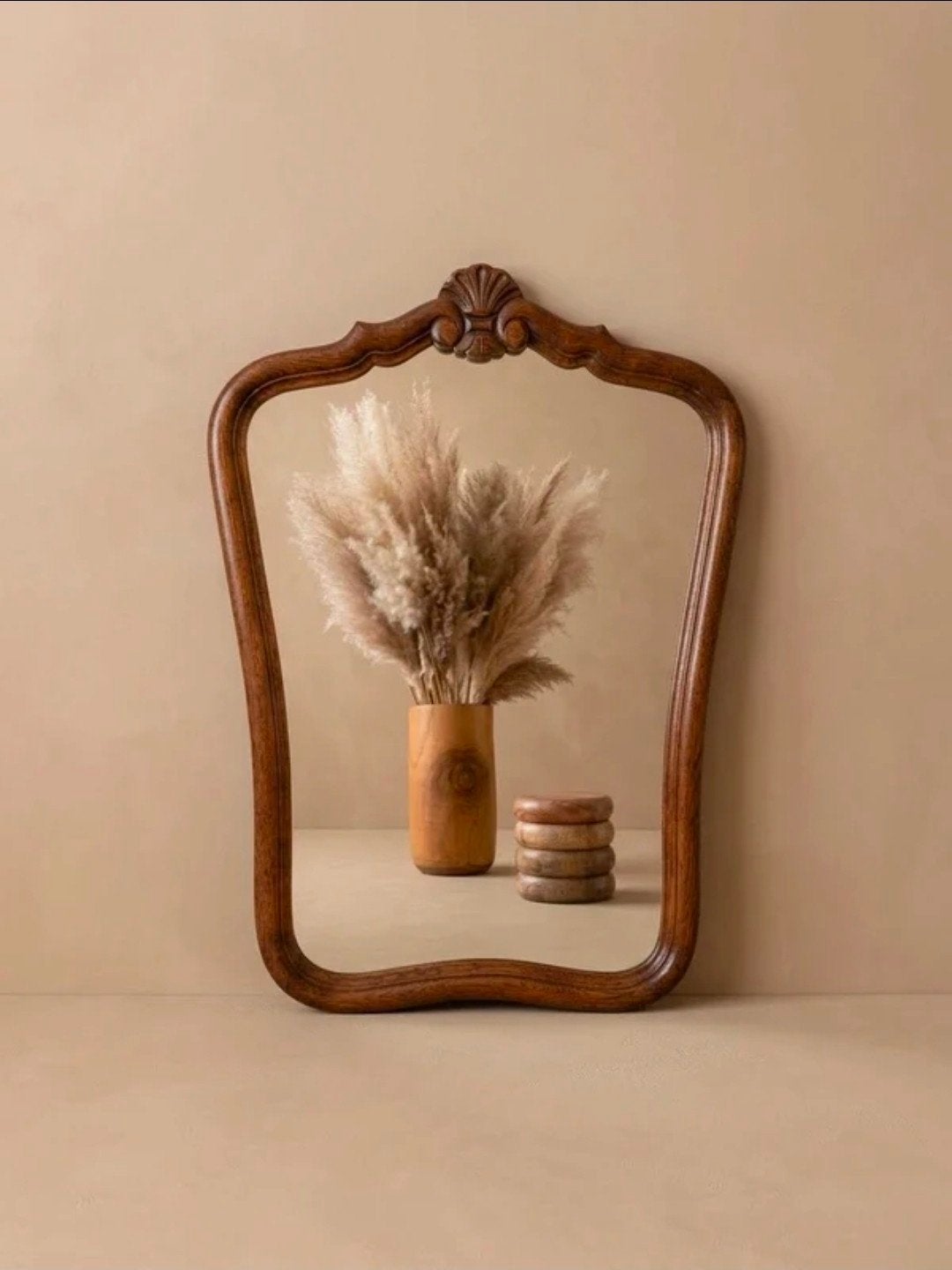 Vintage gesneden houten spiegel Louis XV barokstijl, Antiek en Kunst, Ophalen